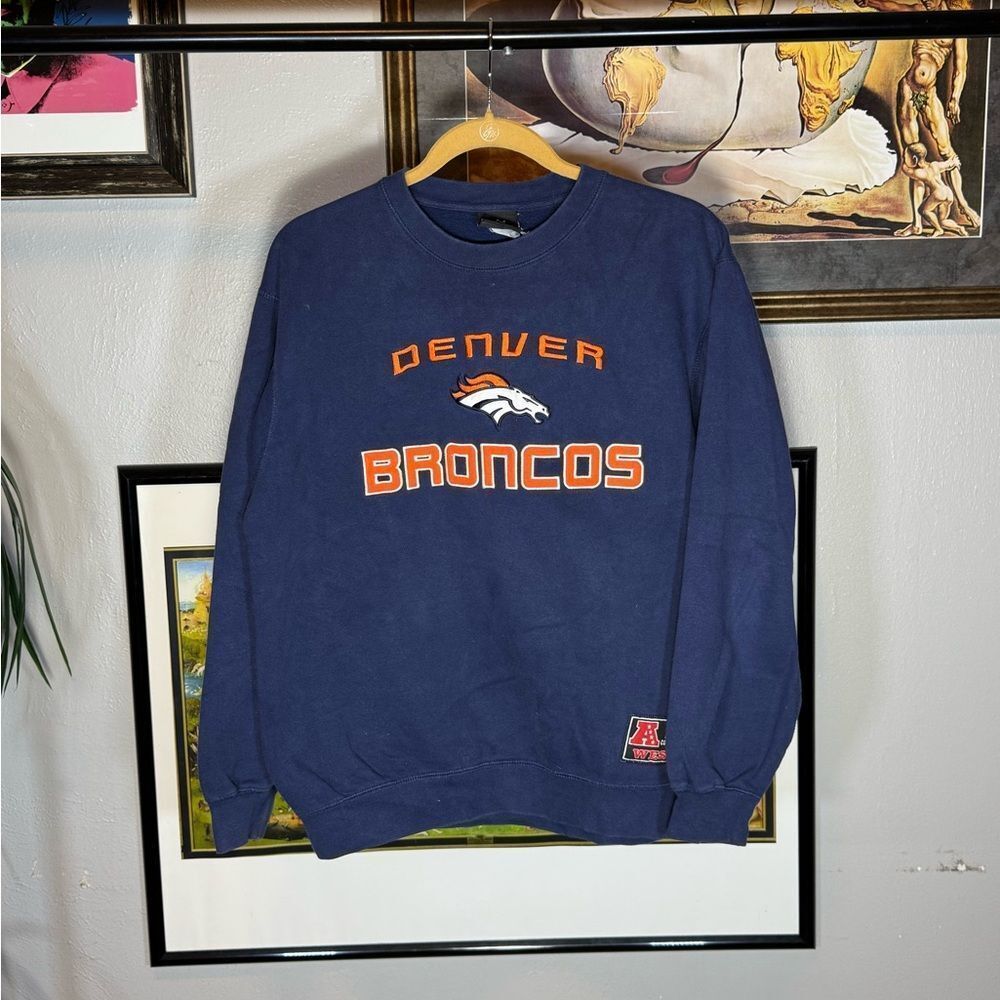 Vintage NFL Denver Broncos Crewneck Sweater - Navy and Orange